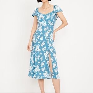 Floral Blue Midi Dress large